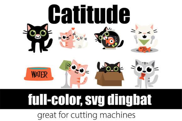 Catitude DB: A Playful, Purr-fect Dingbat Font for Embroidery